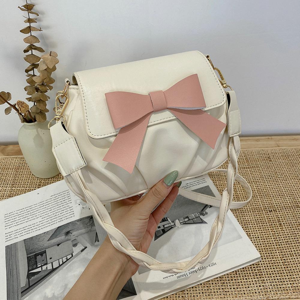 Handbag Bow Shoulder Bag Y2K PU Leather Underarm Bag Fashion Bowknot Crossbody Bag  Travel
