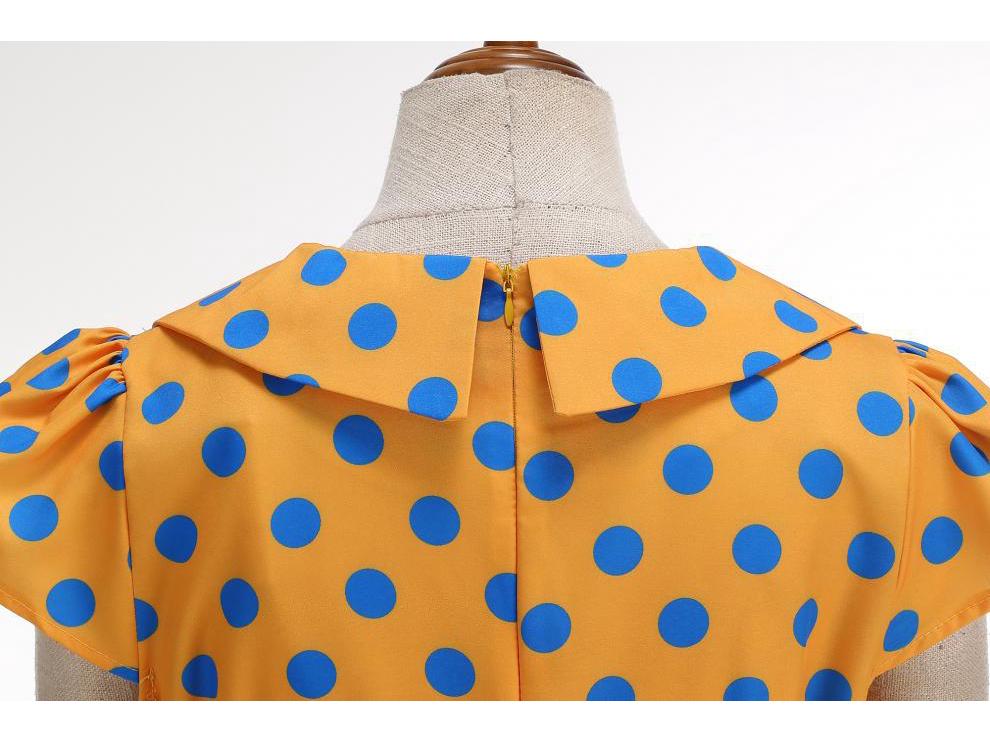 2026 Vintage Polka Dot Big Lapel French Retro Hepburn Dress