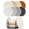 8/10 Pcs Cotton Rope Woven Trivet Placemats Braided Hot Pads Natural Dinner Plate Mat Set  Desk