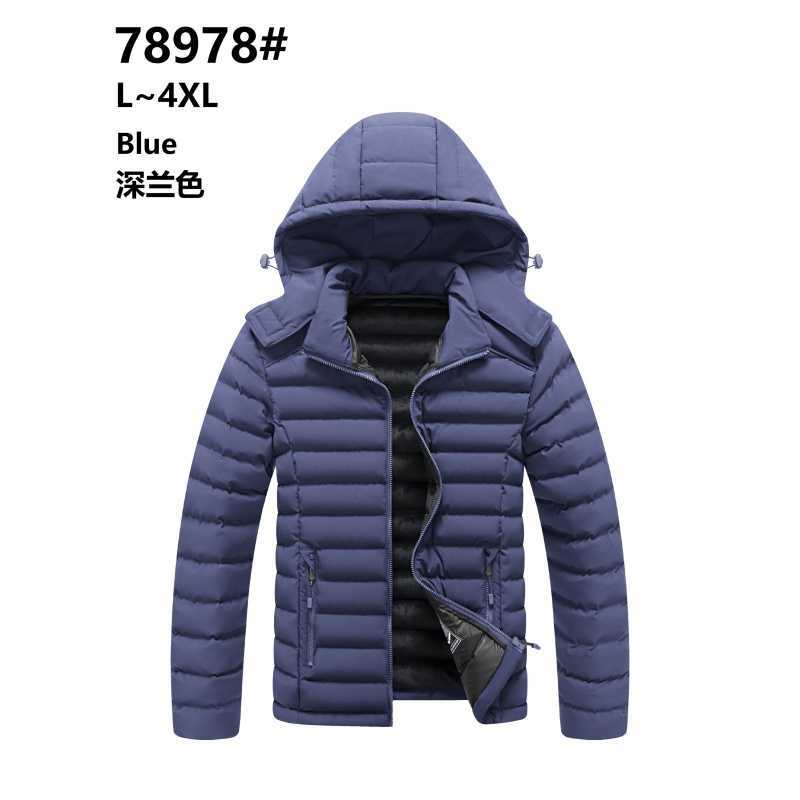 

Casual Men s Cotton Jacket Hooded Windproof Winter Daily 4XL темно-синього кольору