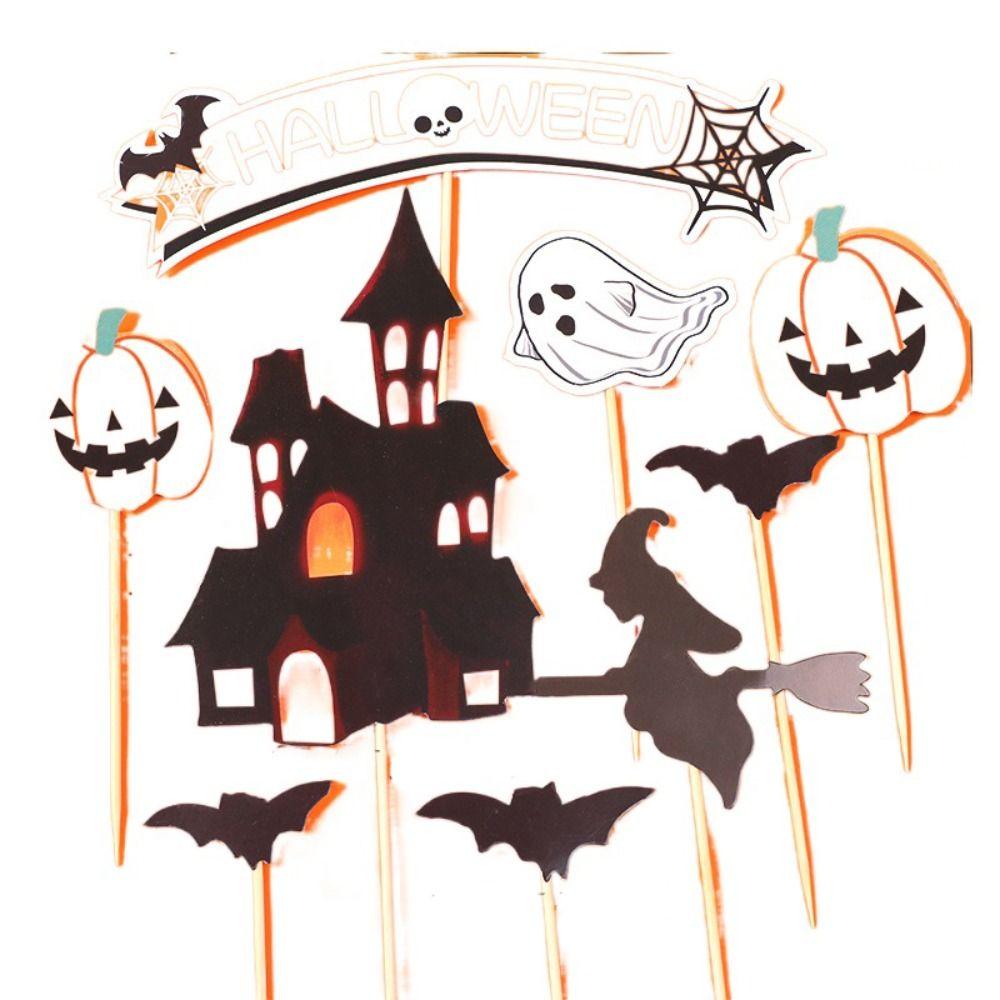 Funny Festival Plugin Pumpkin Ghost Bat Cake Insert Party Supplies Cake Topper  Baking Cake Dessert