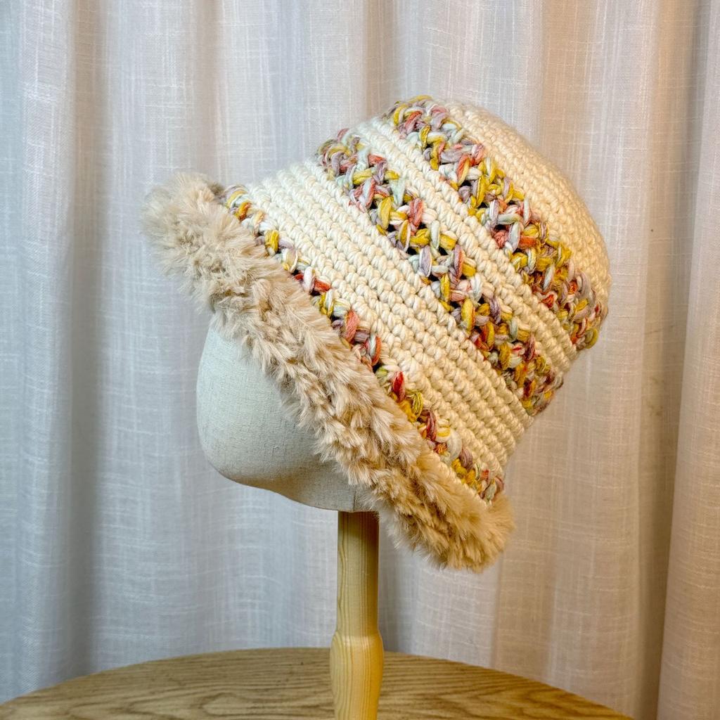 Colorful Knitted Woolen Hat for Women in Winter Large Head Circumference Thickened Warm Plush Hat Versatile Face Showing Small Basin Hat