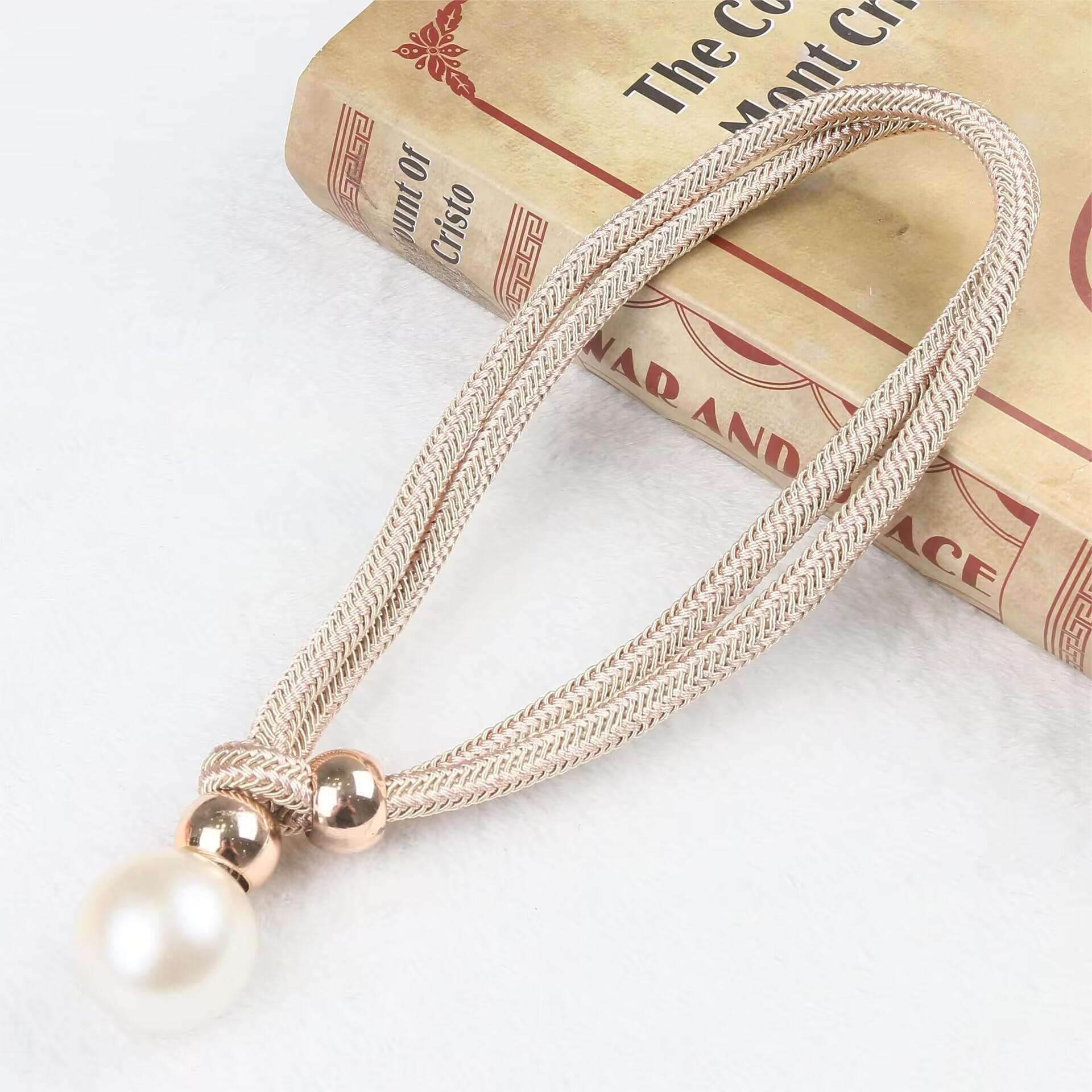 

2 шт. жемчужные подхваты для штор, жемчужные подхваты для штор, декоративные крепления, веревочные подхваты для штор без дырокола, регулируемые выдвижные элементы шампанского