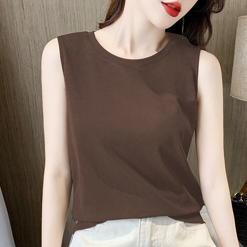 Women's Sleeveless Slim Fit Top Casual Solid Spaghetti Strap Cami Tank Top