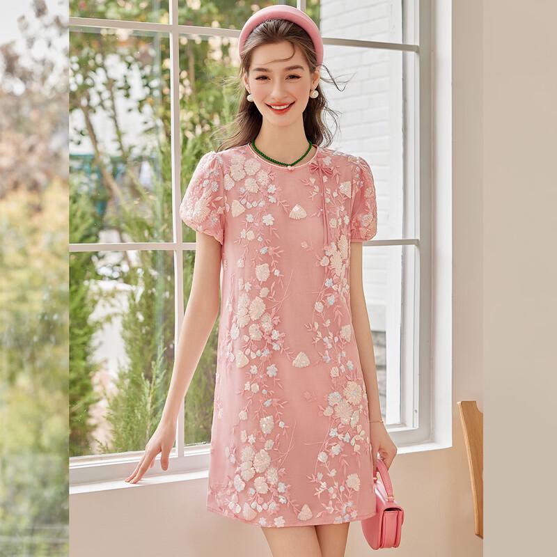 Elegant Sequin A-Line Midi Dress M