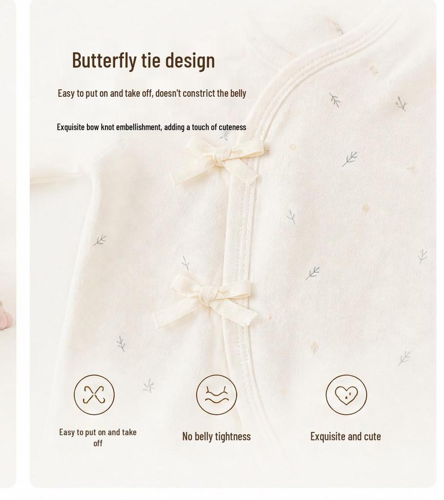 Newborn Pure Cotton Butterfly Jumpsuit, 0-3 Months, Class A, All Seasons