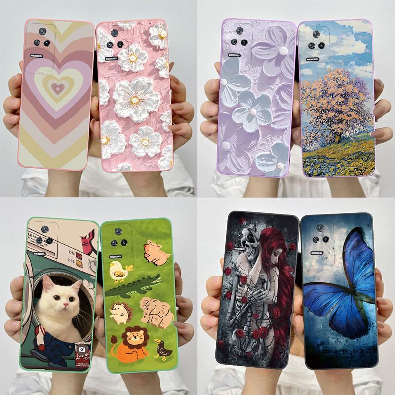 For Xiaomi Poco F4 Phone Case POCOF4 5G Silicone Soft TPU Protective Back Cover Casing Painted Printing Shockproof Shell