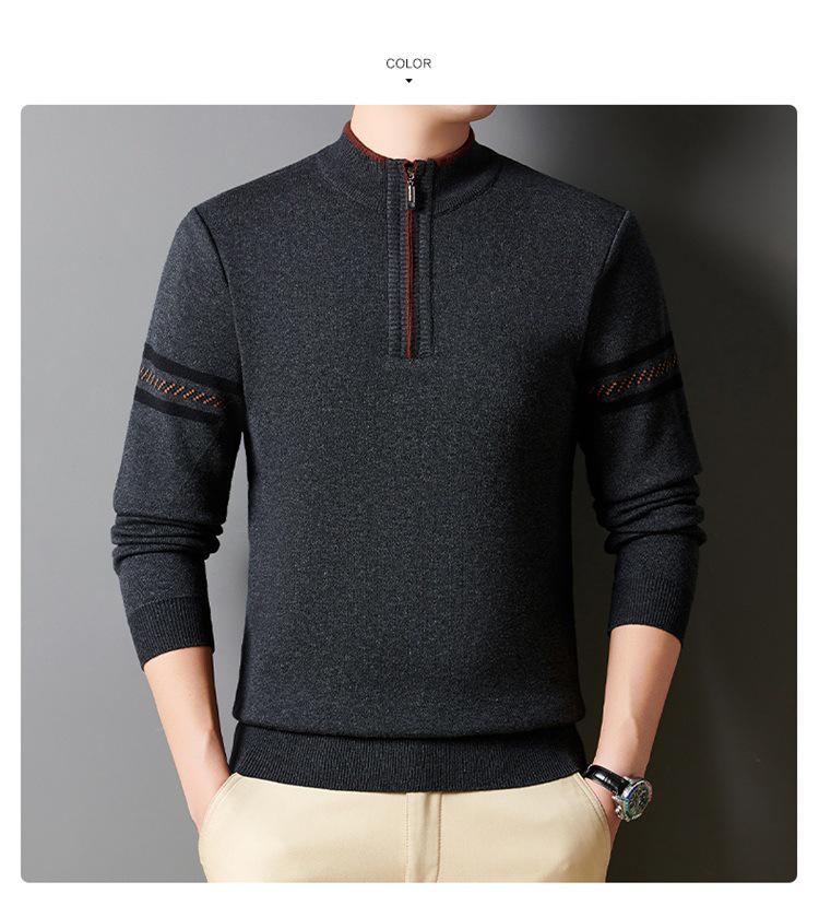 Men's Half-Zip Thick Knit Sweater – Stylish Autumn/Winter Casual Business Base Layer