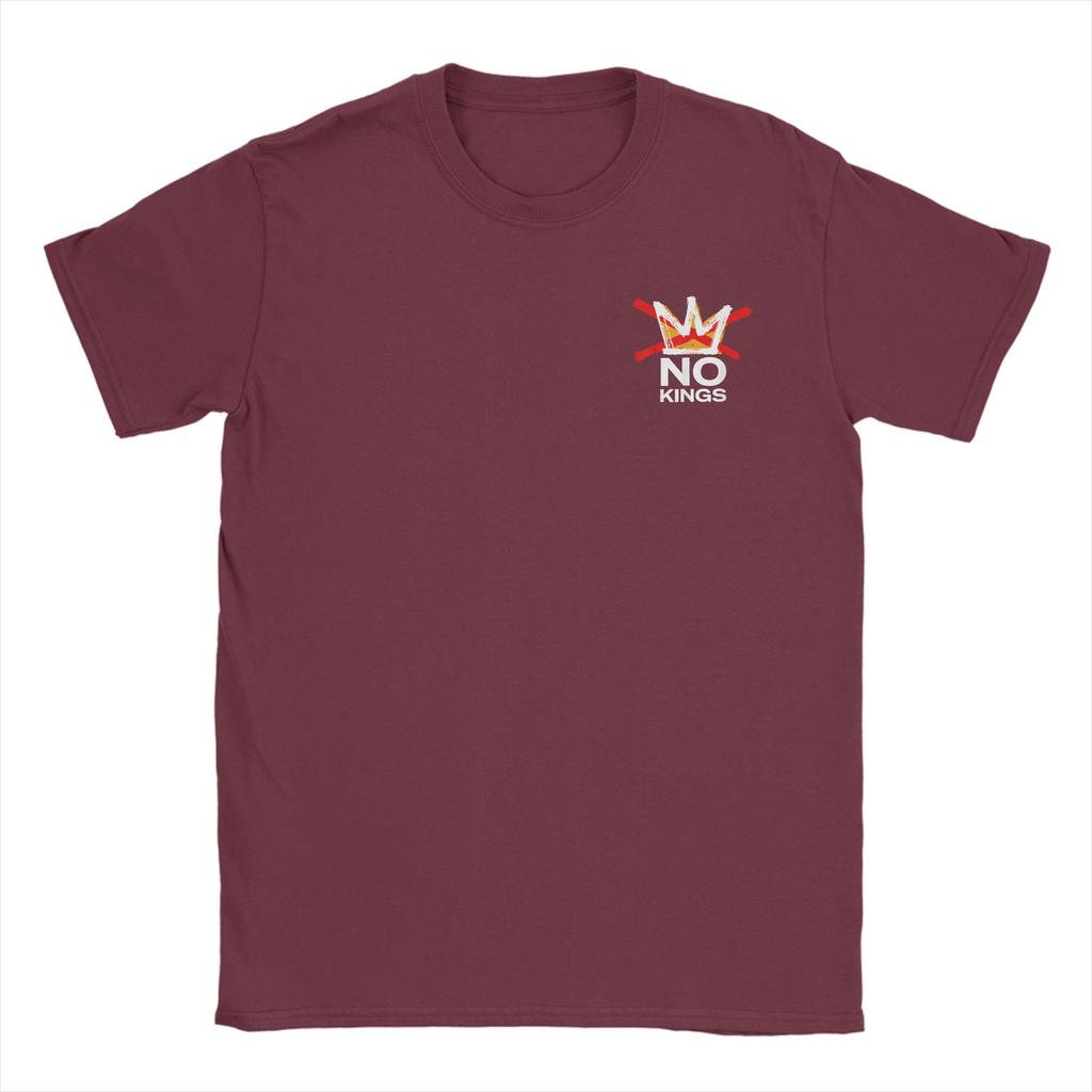 Men's T-Shirt No Kings In America Protest Vintage Cotton Tees Short Sleeve Rejecting King T Shirt Crewneck merchandise Plus Size