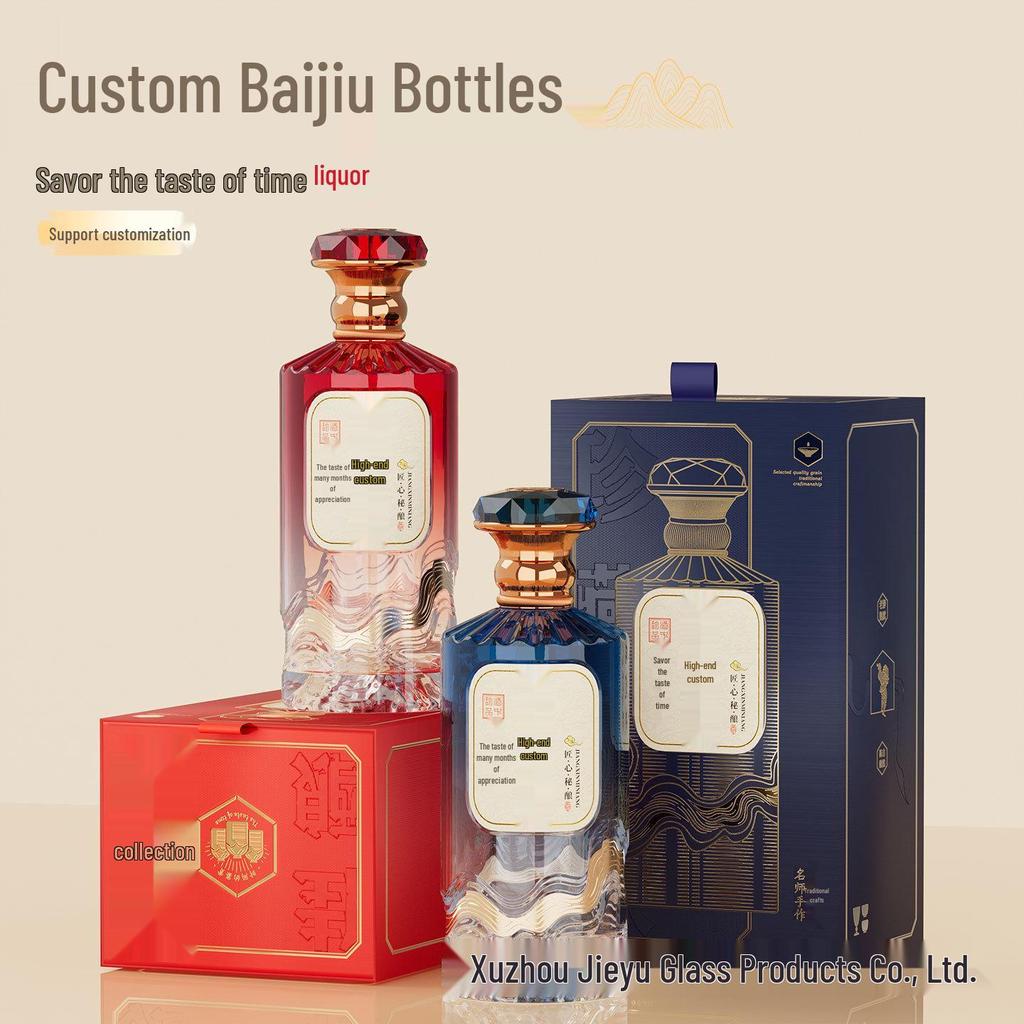 Thickened Glass Baijiu Bottle Set, 500ml Wedding Collection Series