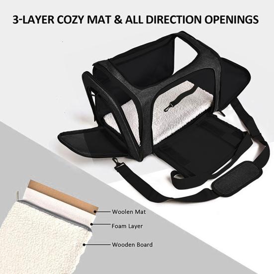 

Soft-Sided Pet Carrier Portable Dog Car Seat with Cushion Collapsible Travel Puppy Carrier Bag for Small Medium Dogs Cats S сірий
