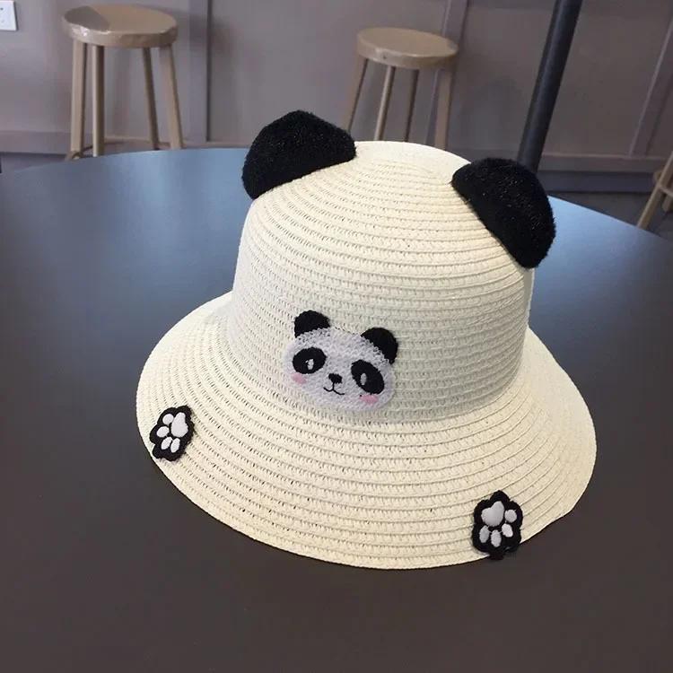 

2025 New 3D Cute Bear Kids Dinosaur Cartoon Sun Hat UPF50+ Wide Brim Straw Summer Beach Cap For Baby Boys Girls Sun Protection 50-52CM