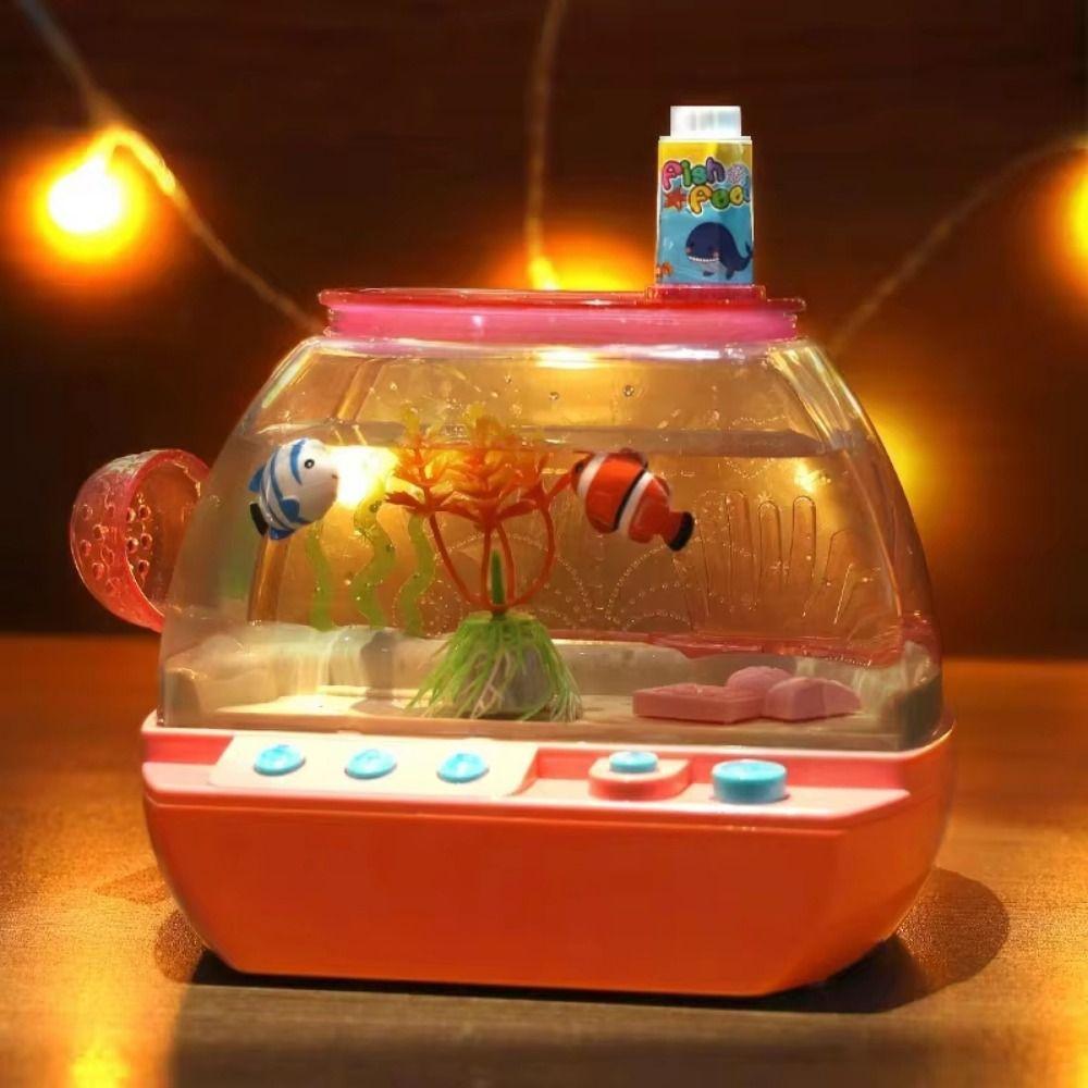 Cartoon Künstliches Aquarium Spielzeug Kreatives LED Leuchtendes Becken Musik Interaktives Aquarium Spielzeug Zuhause