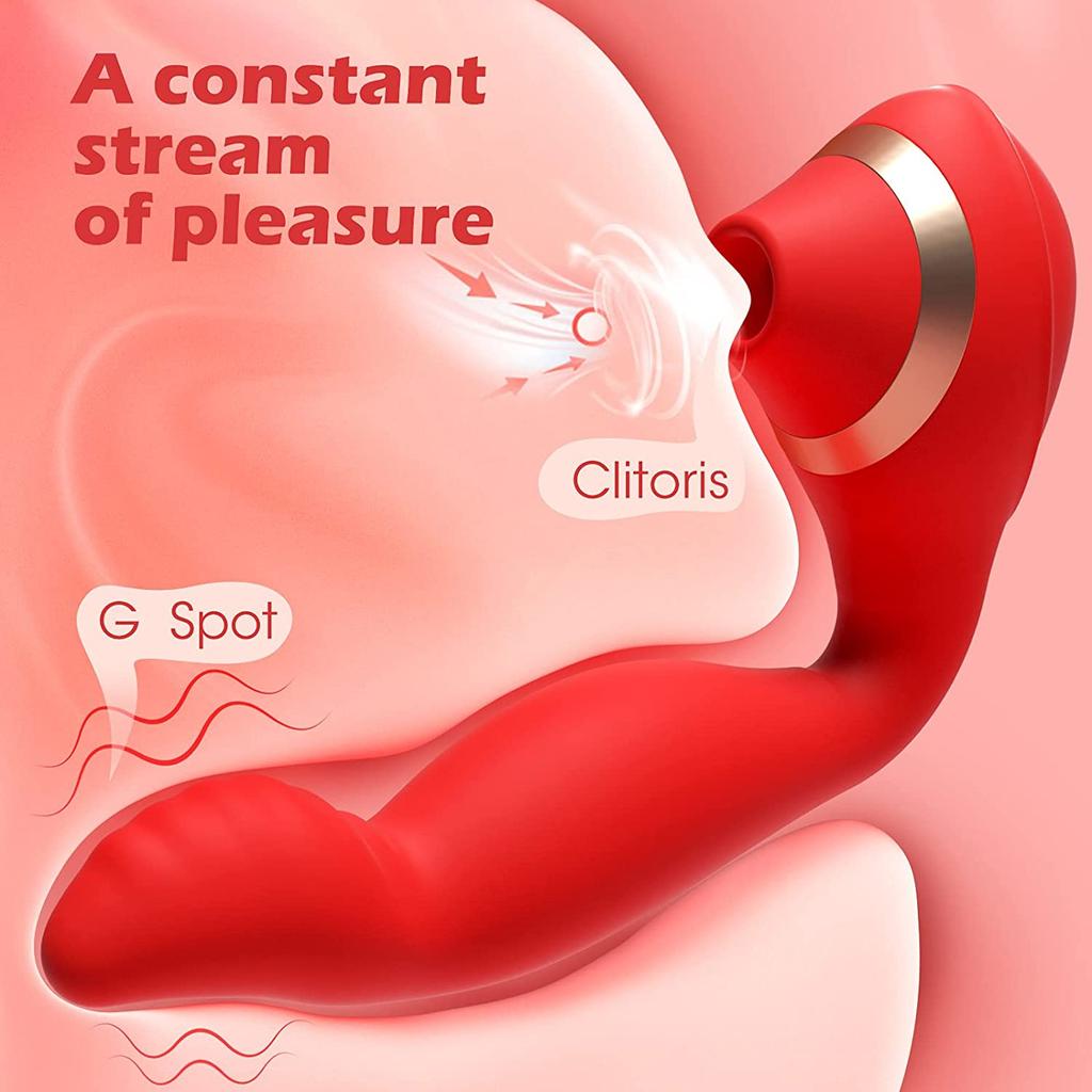 Female Double Orgasm Sucking Vibrator G Spot Clitoris Stimulator with Imitates Finger Touching Stimulation Sucker Oral Clitoris Stimulator Erotic