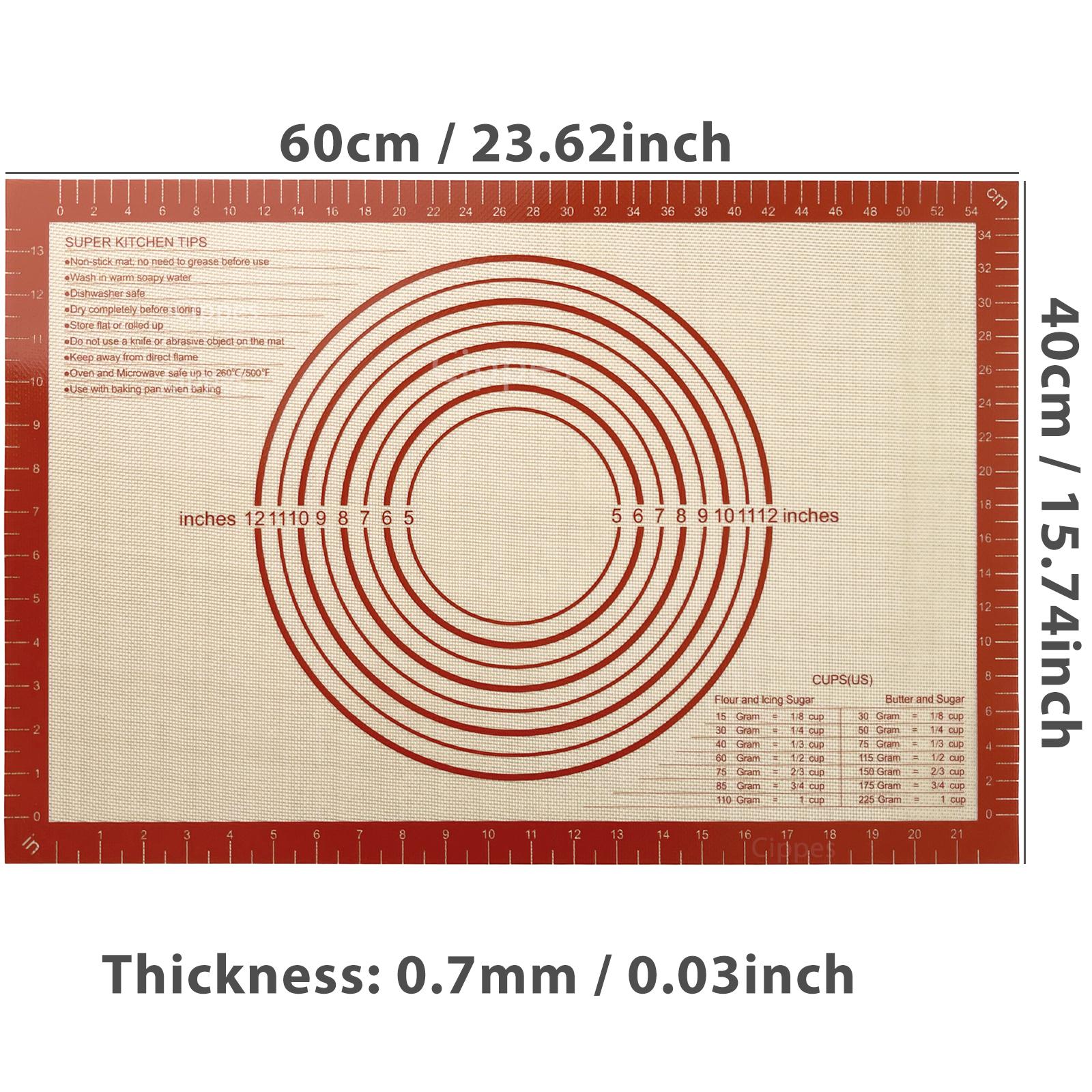 

Silicone Baking Pastry Mat with Measurements, for Oven, Large & Extra Thick, Non-slip Non-stick Kneading Mats for Dough Rolling
