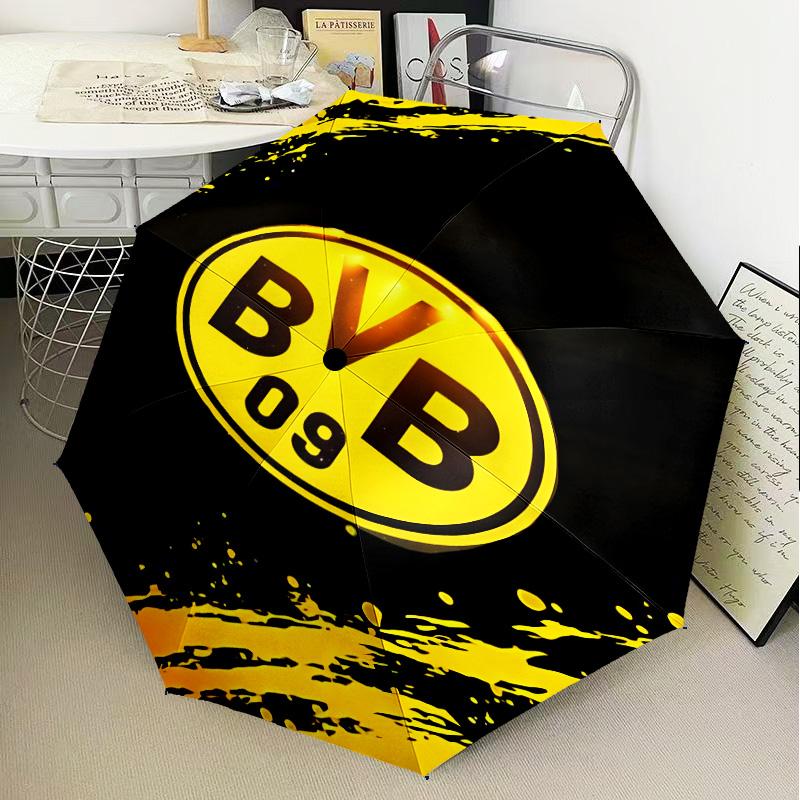 1Pz Ombrello Pieghevole Stampato Borussia Dortmund, Ombrello Automatico 8 Stecche per Viaggio, Campeggio, Regali per Fan, Regali di Natale