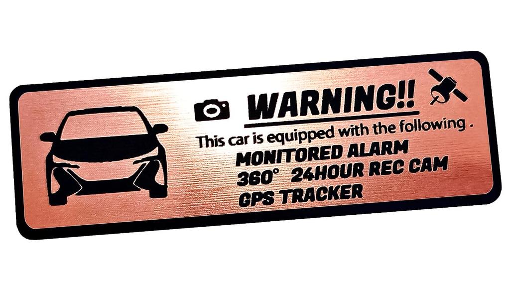 Honami Works Small Prius PHV 50 Series Security Emblem, 24-Hour Surveillance, Dash Cam, GPS Tracker, Sticker, Pink Gold