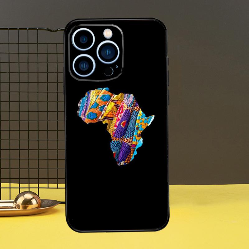 Map of Africa African Fabrics Phone Case For iPhone 13 12 14 11 16 15 Pro Max Plus Mini 7 8 X XR XS Max Cover