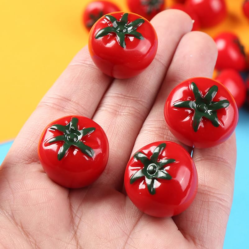 STOBAZA Mini Artificial Tomato Replica, Fake Vegetable, Miniature Tomato Figurine, Resin Miniature Fruit Model, Tabletop Decoration, Food Sample