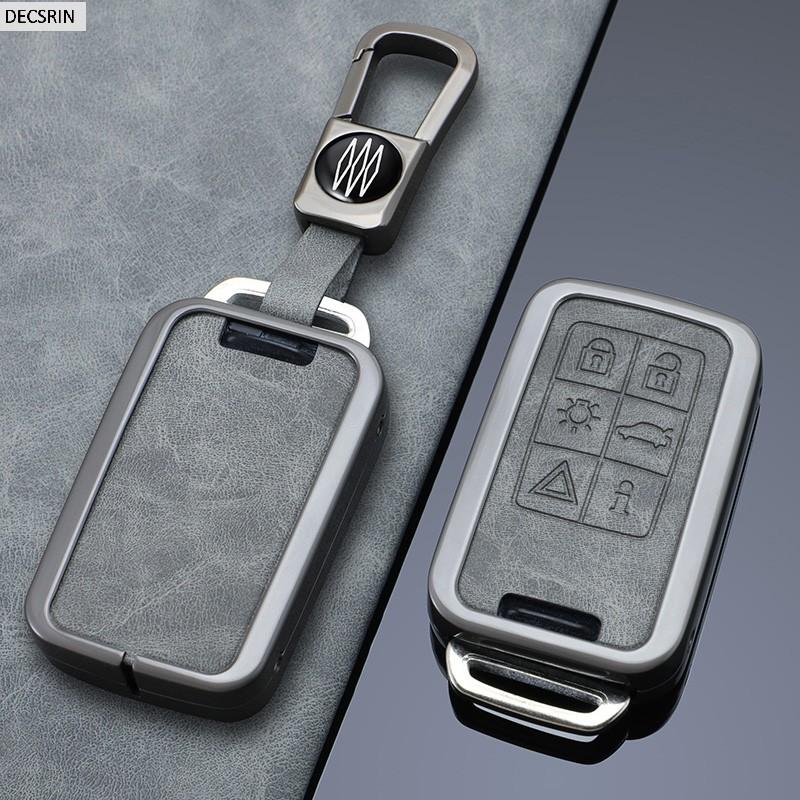 5/6 Buttons Zinc Alloy+ Leather Car Remote Key Case Cover Protection Holder Shell Key Fob for Volvo XC60 V60 S60 S80 XC70 V40