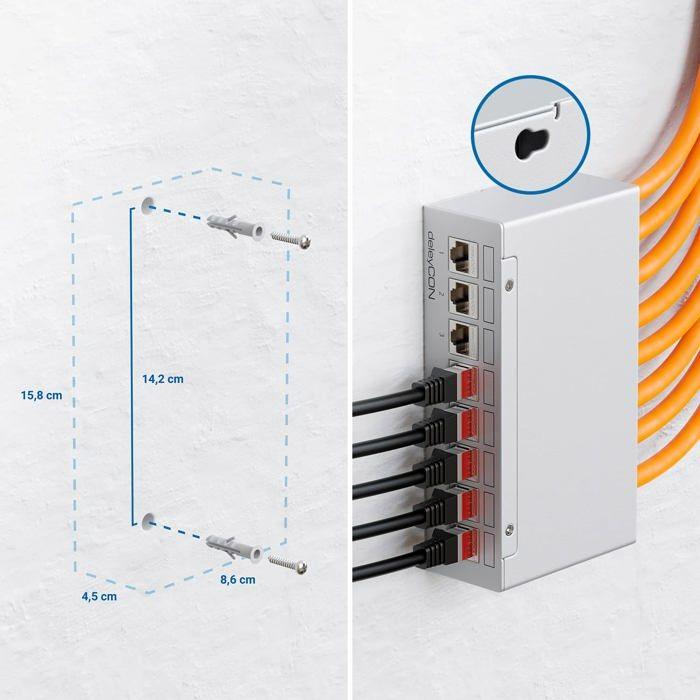 Panneau de brassage - deleycon - mk5300 - 8 ports rj45 - compatible cat 5 à cat 7 - 1u