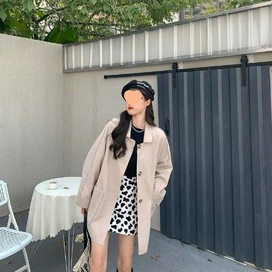 2020 Korean Style Loose Mid-Length Forest Temperament Woolen Coat for Women