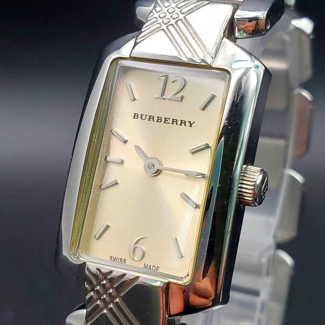 Used BURBERRY [Good Condition] New Battery Silver Square Ladies