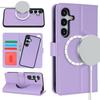For Samsung Galaxy S24+ Wallet Case Compatible with MagSafe Anti-Drop Detachable PU Leather Phone Cover