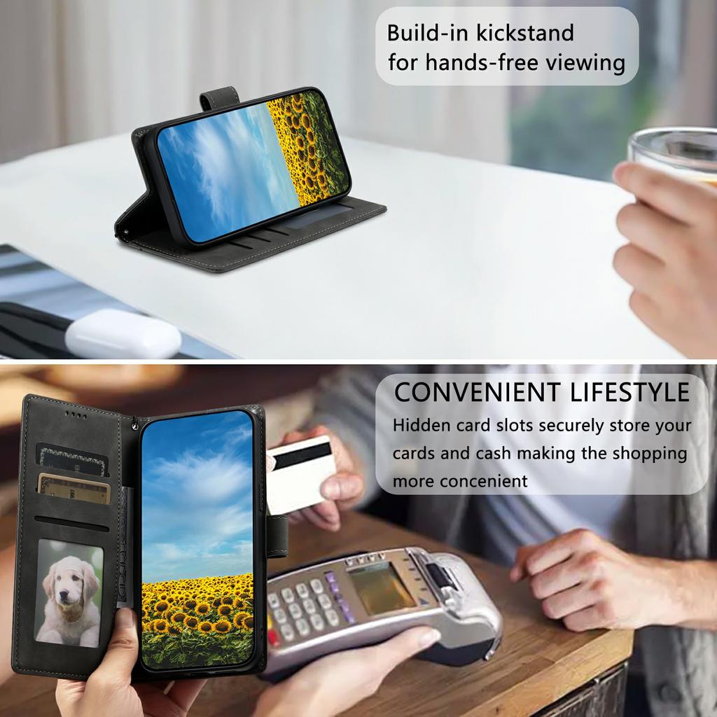 For Samsung Galaxy S25 Edge Case Card Slots Geometry Imprint Leather Phone Cover