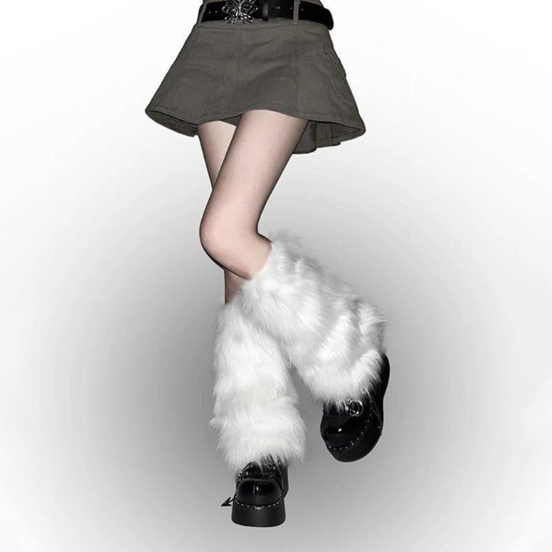 Faux Furs Leg Warmer,Warm Soft Cozy Fuzzy Leg Warmer Boot Cuffs Cover for Women Party Costumes Boot Sleeves Boot Covers