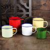 Water Mug 120/240/350/500ML Vintage Enamel with Handle Heat-resistant Large Capacity Cup Tea Milk Coffee Drinking Retro Decoration Scratch-resistant