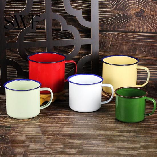 Water Mug 120/240/350/500ML Vintage Enamel with Handle Heat-resistant Large Capacity Cup Tea Milk Coffee Drinking Retro Decoration Scratch-resistant