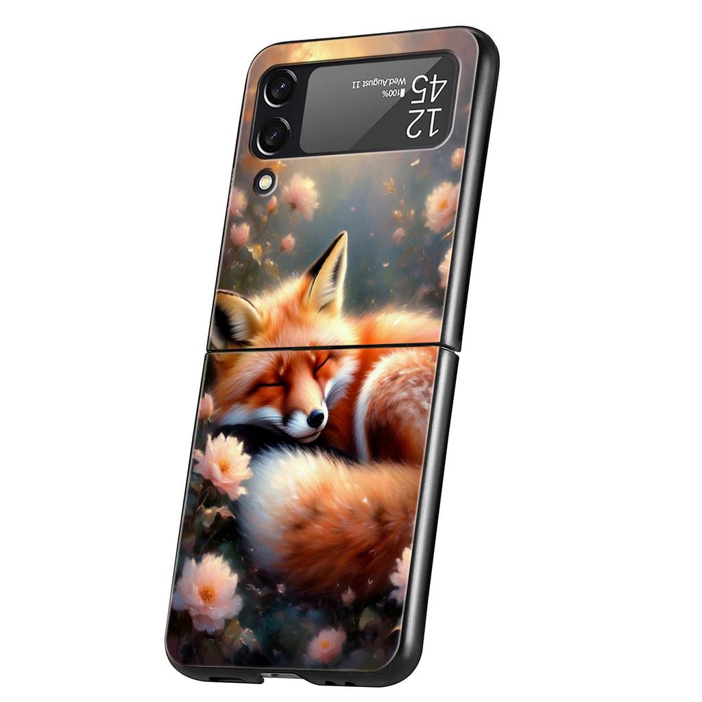 Red Fox Hard PC Phone Case For Samsung Galaxy Z Flip 7 6 5 4 Black Cover For Galaxy Z Flip 3 Foldable Shell Fundas Capas Coque
