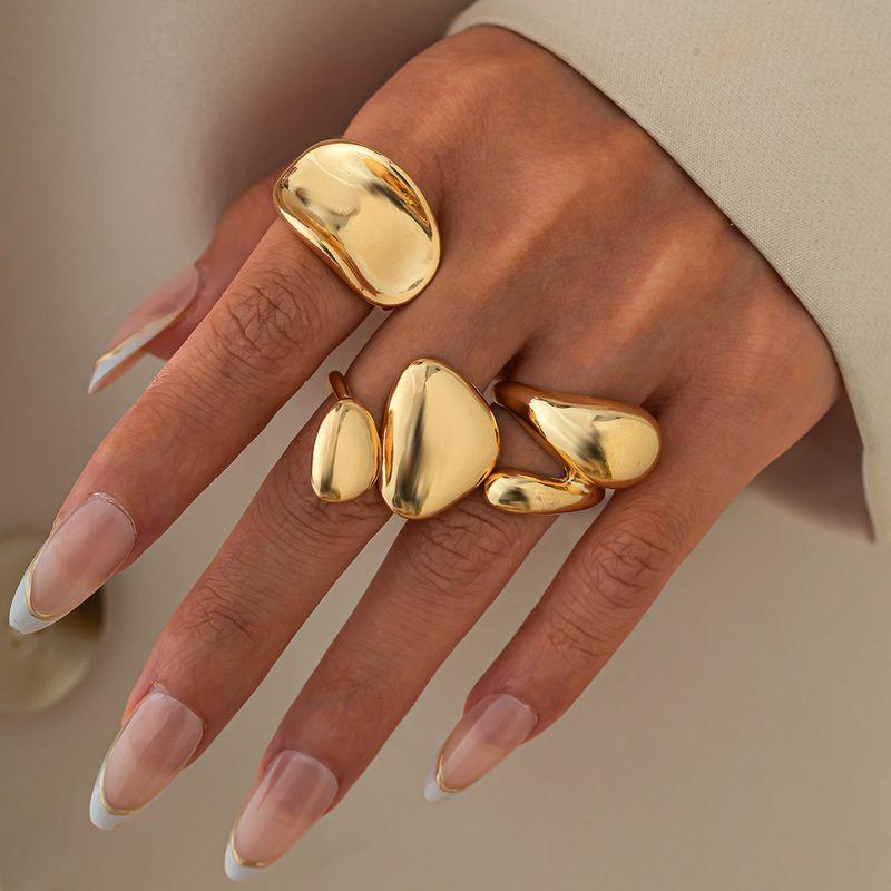 Three-Piece Irregular Glossy Ring Set European and American Trendy Hip-hop Fashion Personalized Niche Design Ring