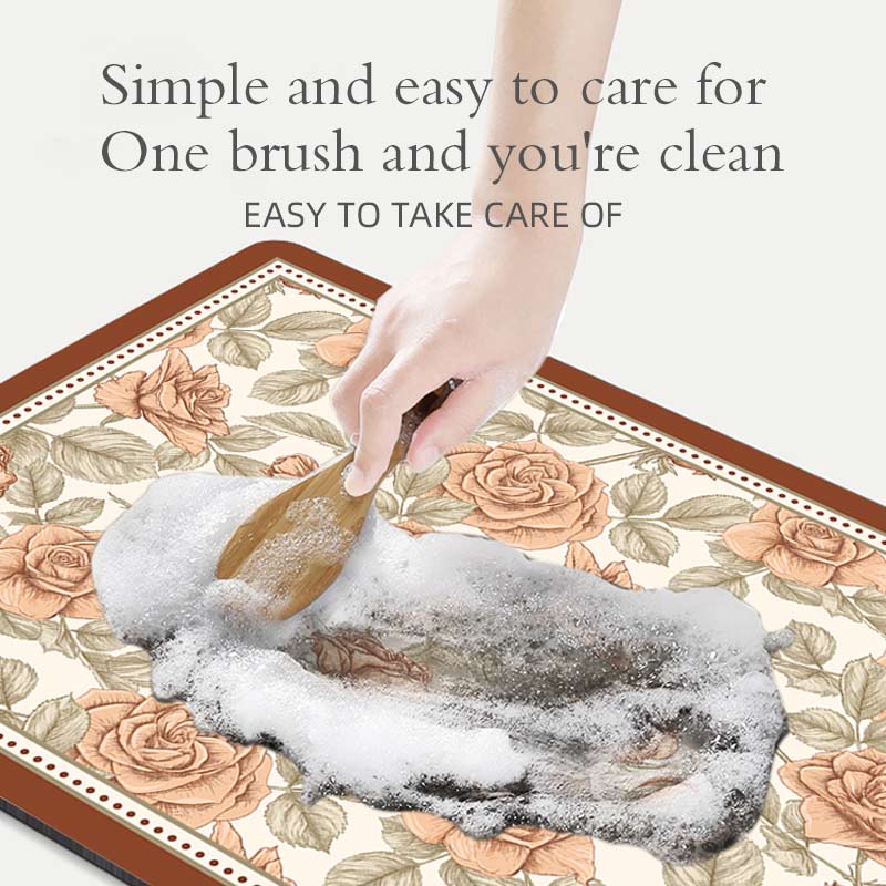 Floral Bath Mat Bathroom Floor Mats Absorbent Quick Dry Bathtub Side Carpet Non-Slip Shower Toilet Foot Rug Washable