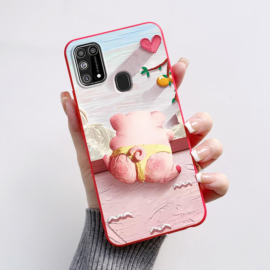 Silicone Case For Samsung M31 M 31 Cover Cute Rabbit Panda Shockproof Phone Case For Samsung Galaxy M31s M31 s M315F M317F Etui