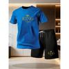 Men's Summer Casual Sportswear Round Neck Short Sleeved T-shirt Shorts 2-piece Set Men's Short Sleeved T-shirt and Shorts Set