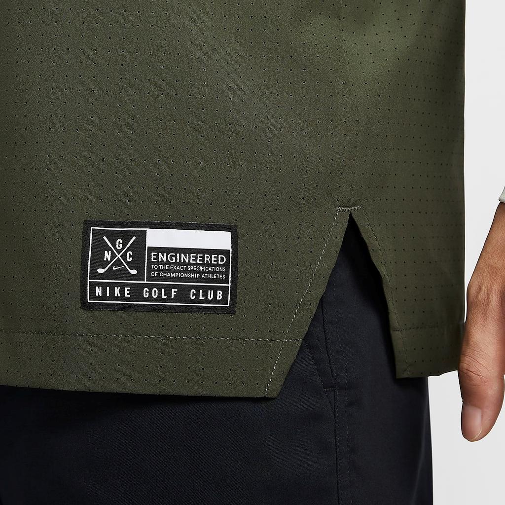 Nike Club Dri-Fit Golf Logo Pattern Polo Loose Quick-Dry Long Sleeve Golf Shirt Men Tops Black Khaki-Green Light-Bone FQ1156-010