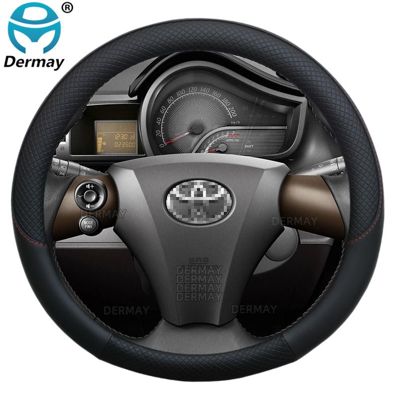 100% Marka DERMAY Pokrowiec na kierownicę samochodową ze skóry PU do Toyota IQ Scion iQ Singulato iC3 Wysokiej jakości akcesoria samochodowe