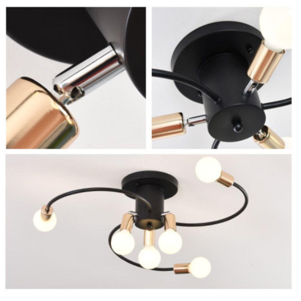 Black White Gold Ceiling Light Six Heads Iron Material Nordic Ceiling Light E27 Bulb Base Soft Chandelier Dining Room