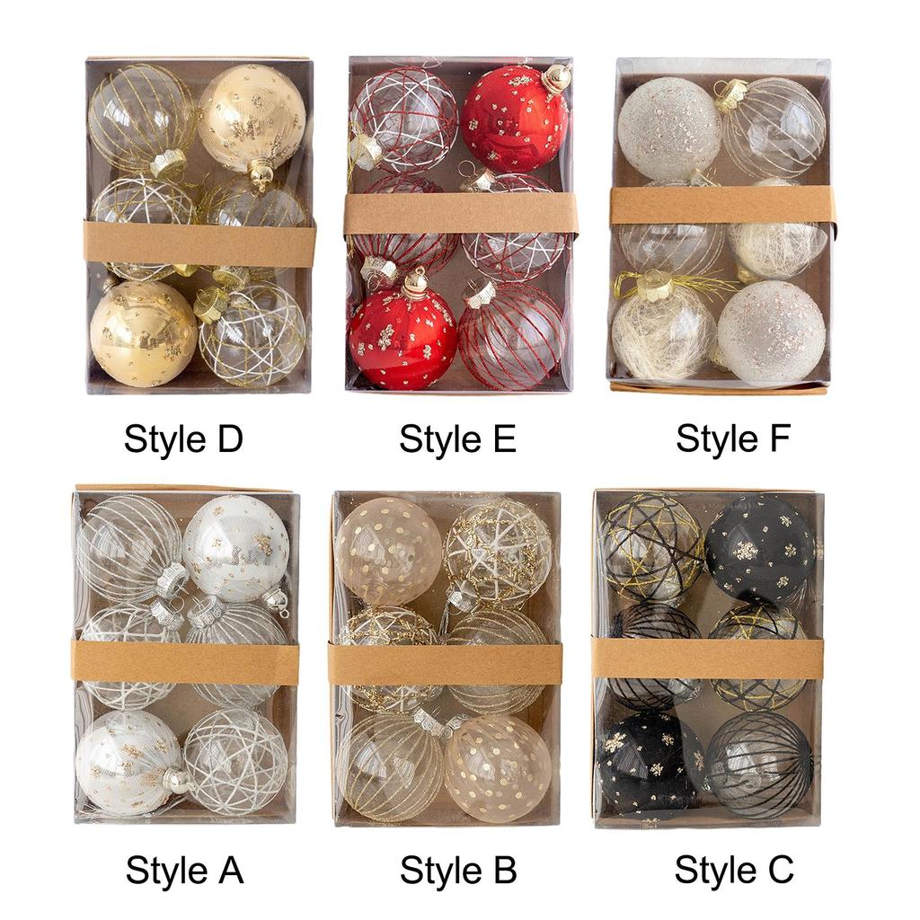 6Pcs Christmas Balls Ornaments DIY Hanging Crafts 8cm Xmas Tree Decor Christmas Pendants for Garland Party Favor Festive Xmas