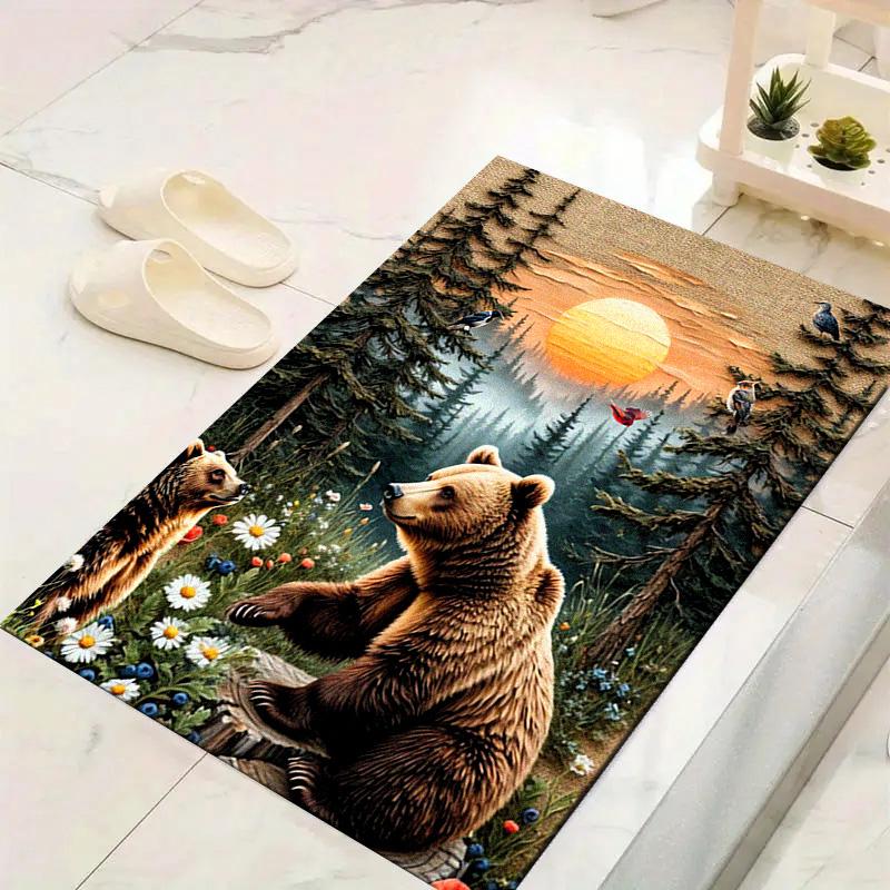 Brown Bear Carpet Rug for Living Room Bedroom Home Sofa Decoration,Kids Play Non-slip Floor Mat