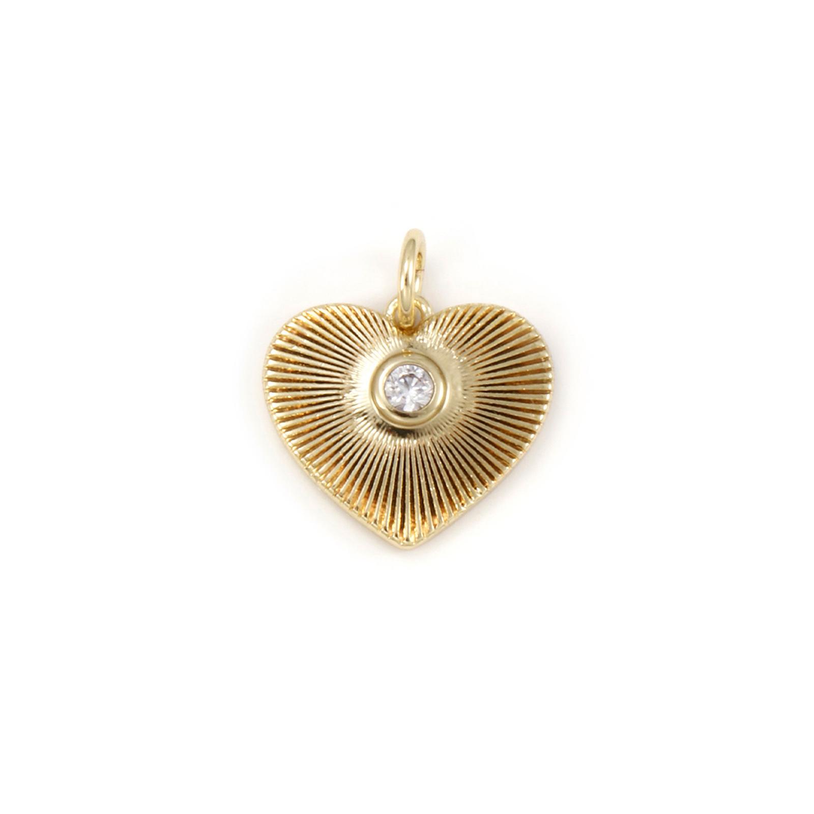 

1 Piece Brass & Cubic Zirconia Valentine s Day Charms 18K Real Gold Plated Heart Pendant For DIY Necklace Jewelry Making