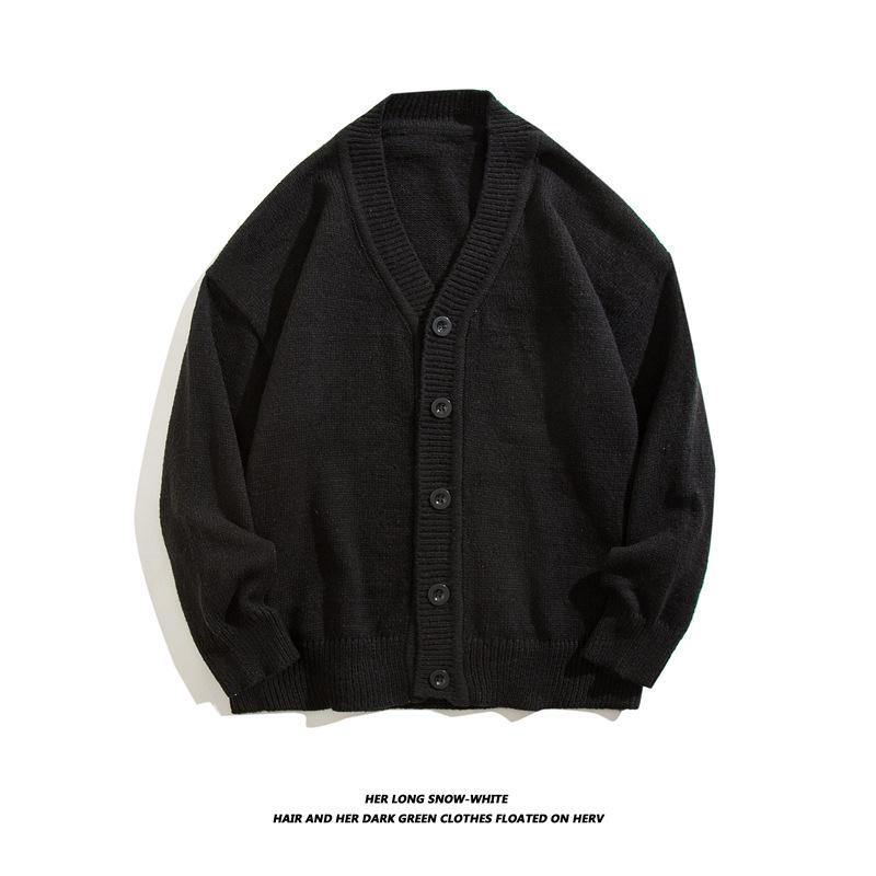 Men's Handsome Korean V-Neck Cardigan - Solid Color Knit Sweater, New Autumn College Style 2023