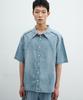 MINAV Linen Denim Half Shirt [Light Blue]
