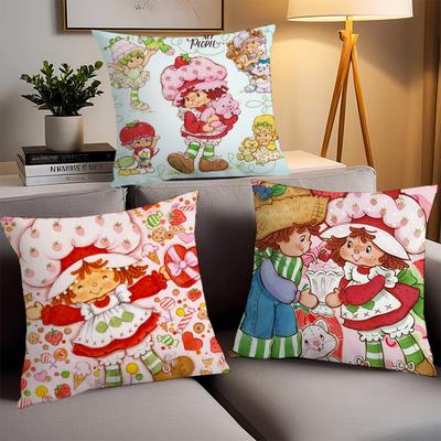 Cute S-Straw B-Berry Girl  Pillow Case Office Cushions Suitable For Sofa Car Bedroom Decorative Cushion Cover