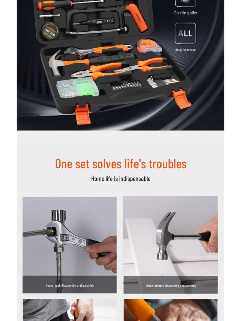 Ruide Household Tool Set: Complete Maintenance Kit with Screwdrivers, Pliers, and More.
