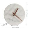 Decorative Table Clock Compact Round Marble Face Small Timepiece for