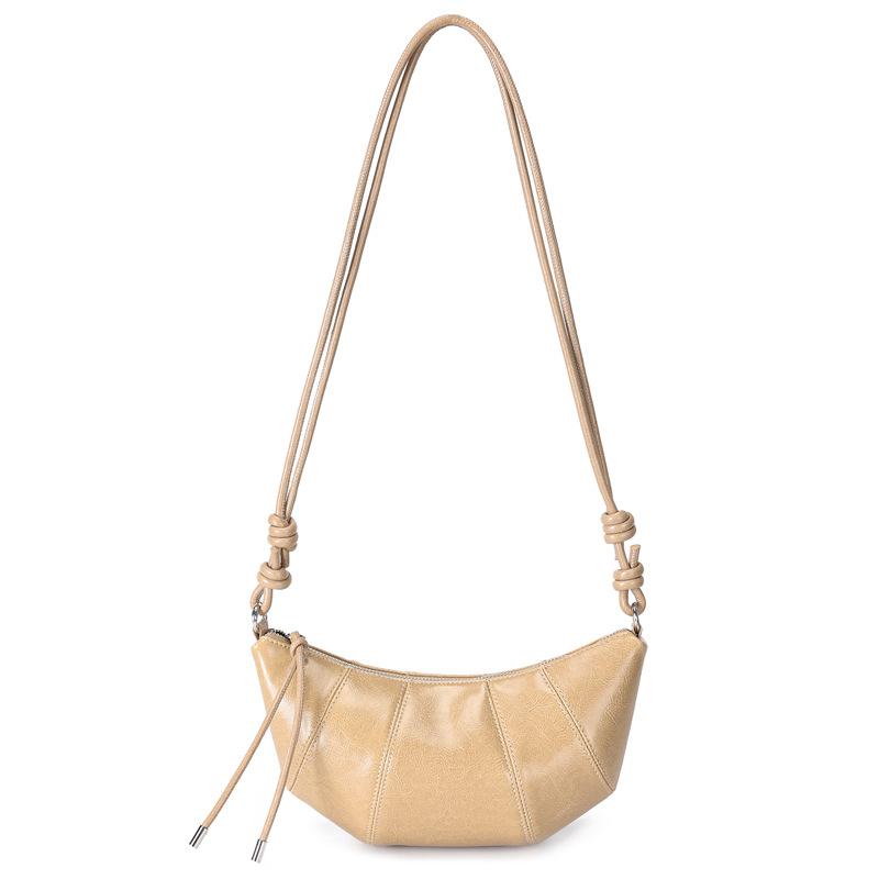 

Leather Fashion Crossbody Bag Spring Versatile New Single Shoulder Underarm Bun Dumpling Bun Premium Horn Bun абрикосовый