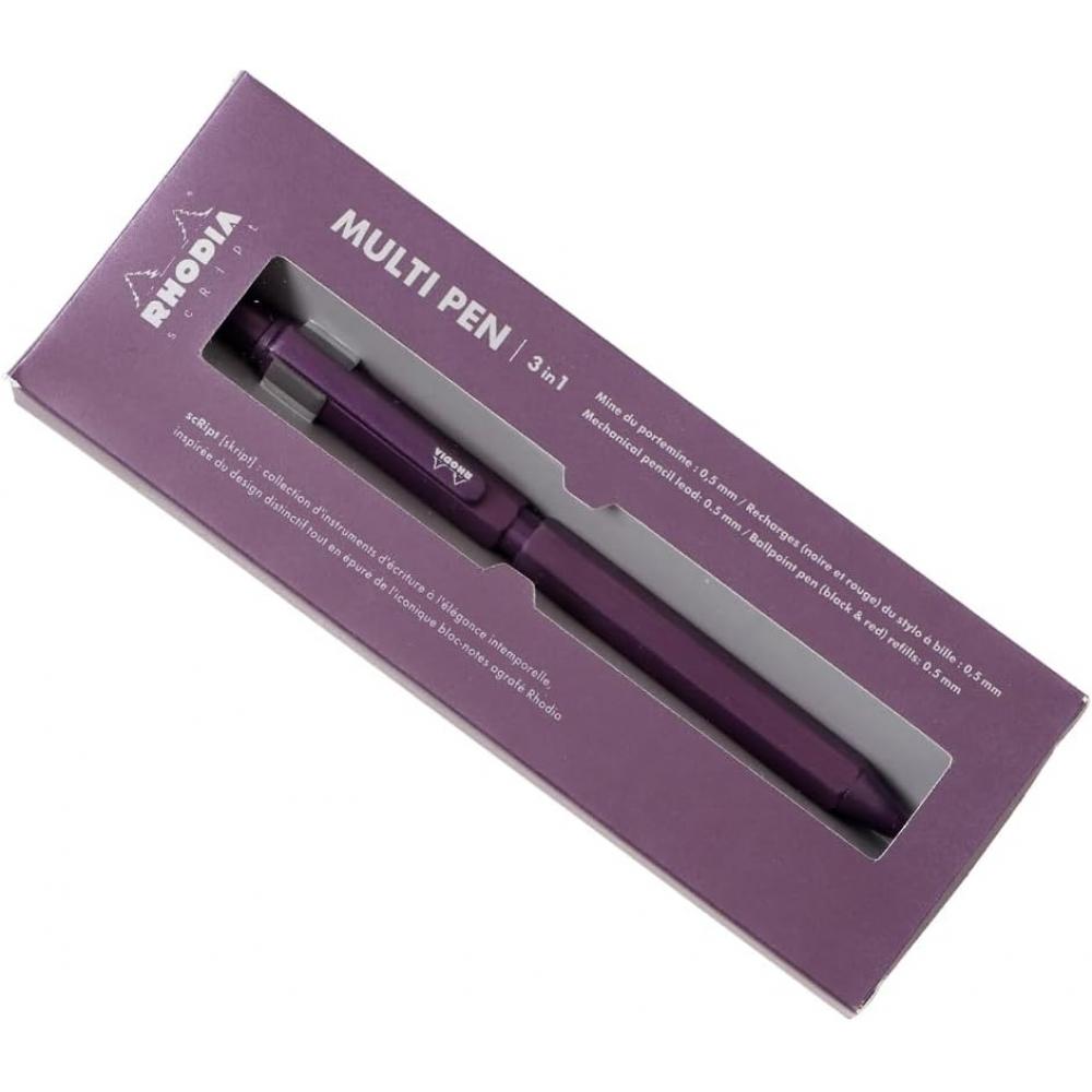 Rhodia Limited Color Script Multi Pen Aubergine Ballpoint 0.5mm 2 Colors  Black 